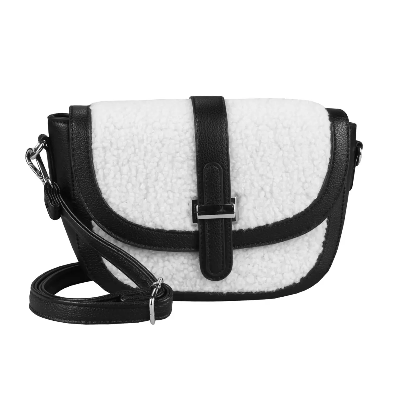 Damen Teddyfell Tasche Schultertasche Crossbody Kunstfell Umhängetasche CrossOver Überschlagtasche Bodybag Pelz Fell Plüsch Super Sparpreis