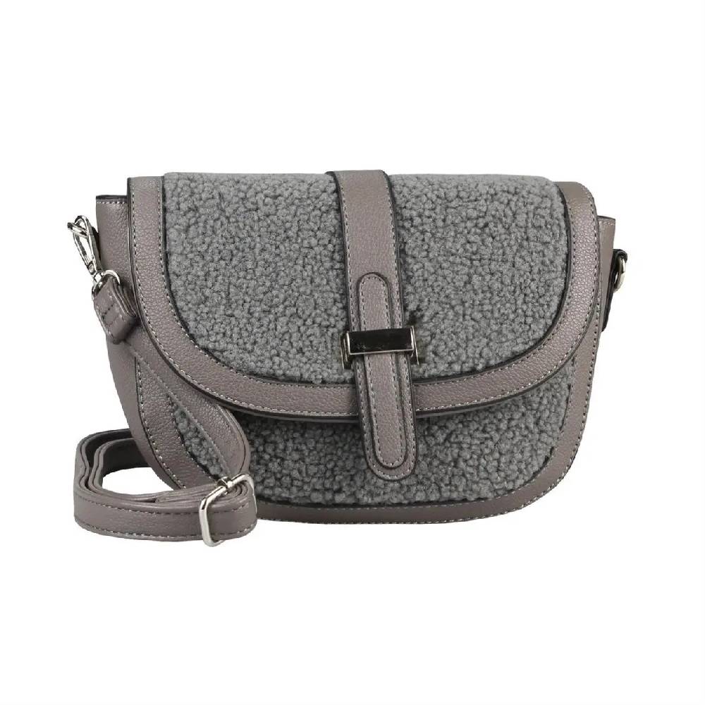 Damen Teddyfell Tasche Schultertasche Crossbody Kunstfell Umhängetasche CrossOver Überschlagtasche Bodybag Pelz Fell Plüsch Super Sparpreis