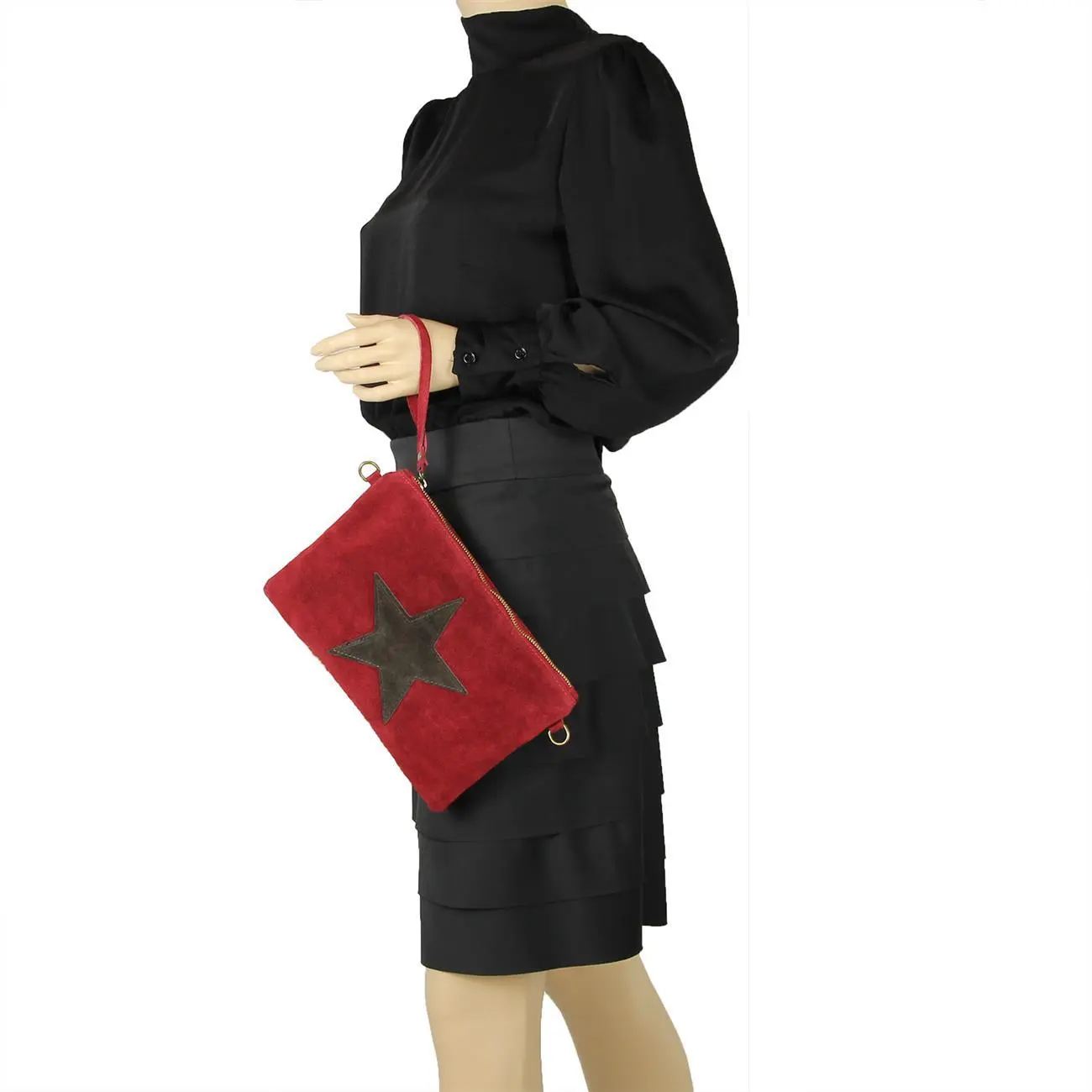 Ital. Stern Tasche Wildleder Ledertasche Schmucktasche Umhängetasche Clutch Borsetta Pochette Schultertasche CrossOver Abendtasche Wochenangebot