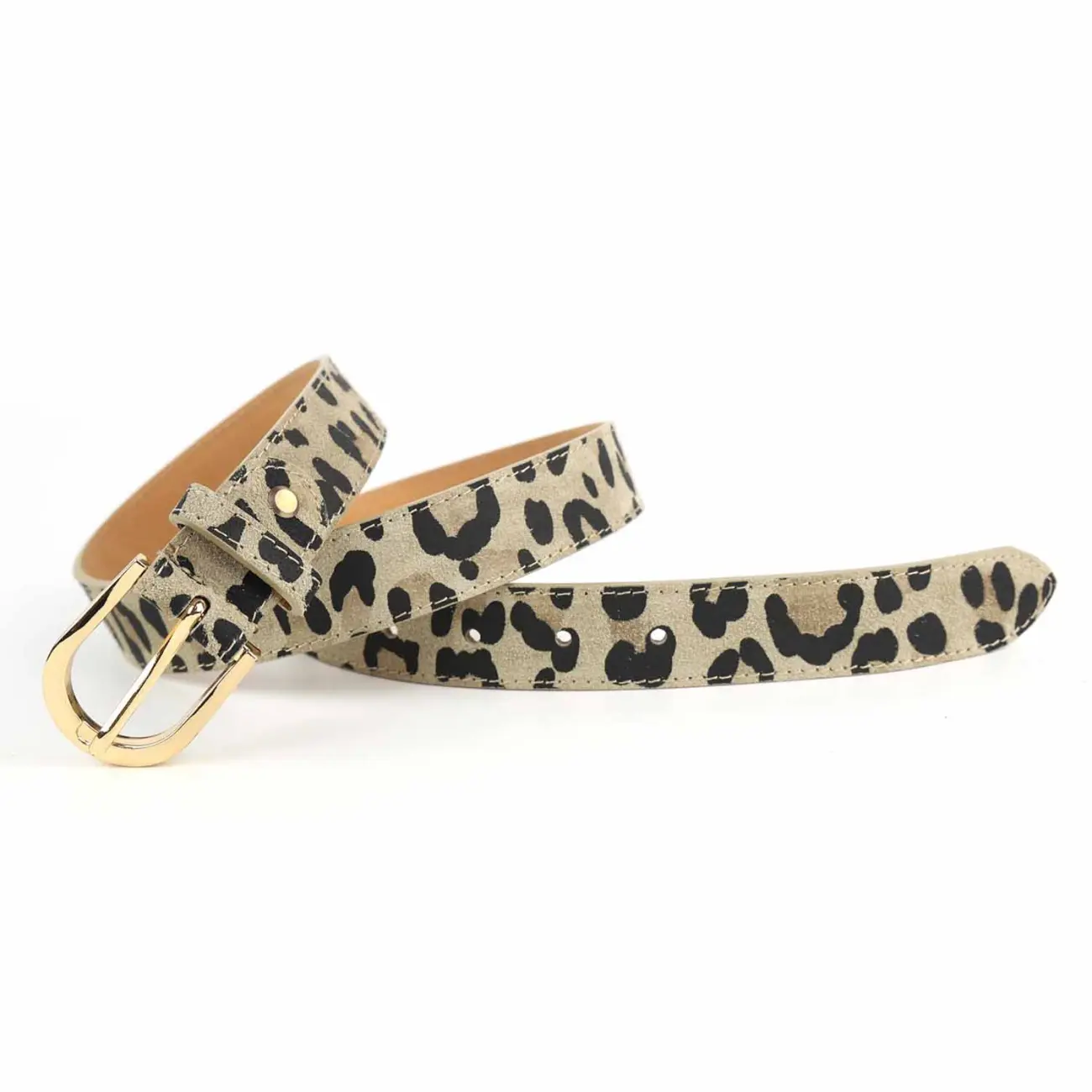 Made in Italy Damen Ledergürtel Leo-Muster Wildleder Hüftgürtel Taillengürtel Rindleder Gürtel Vintage 3cm breit Begrenzte Freigabe