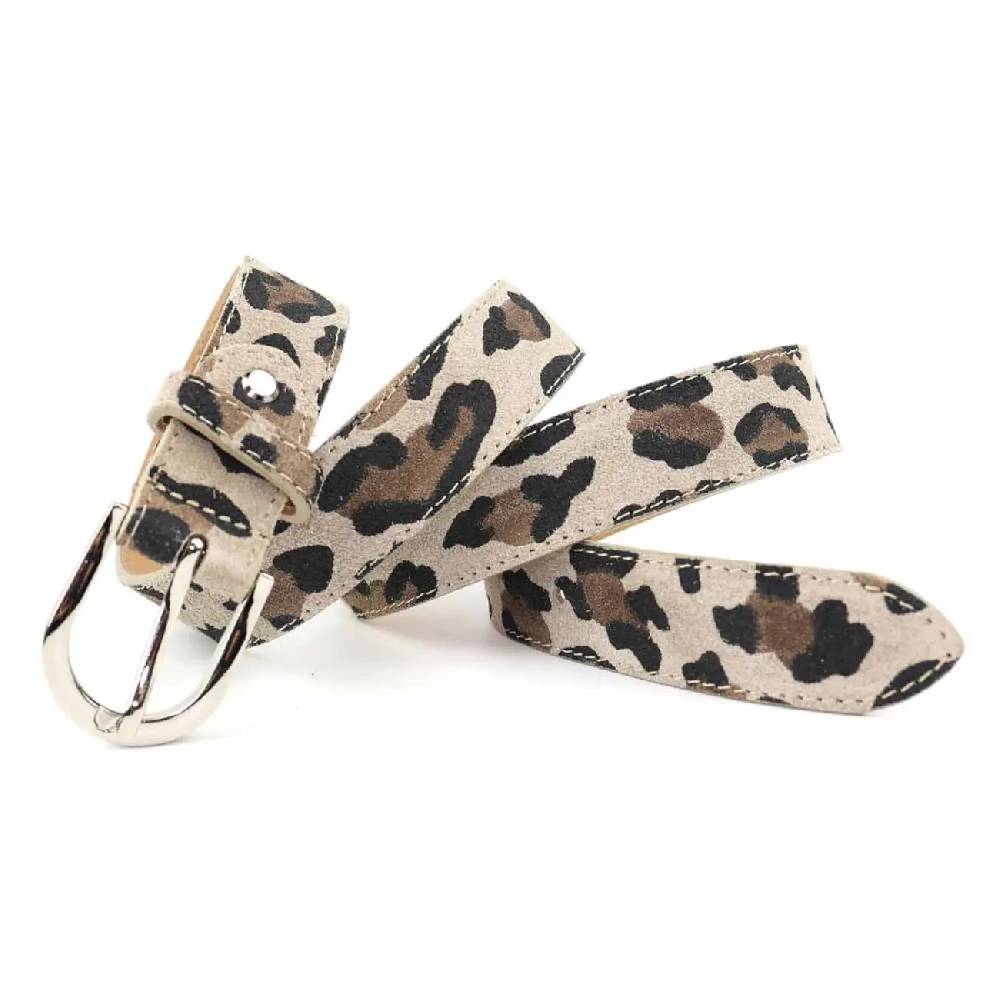 Made in Italy Damen Ledergürtel Leo-Muster Wildleder Hüftgürtel Taillengürtel Rindleder Gürtel Vintage 3cm breit Begrenzte Freigabe