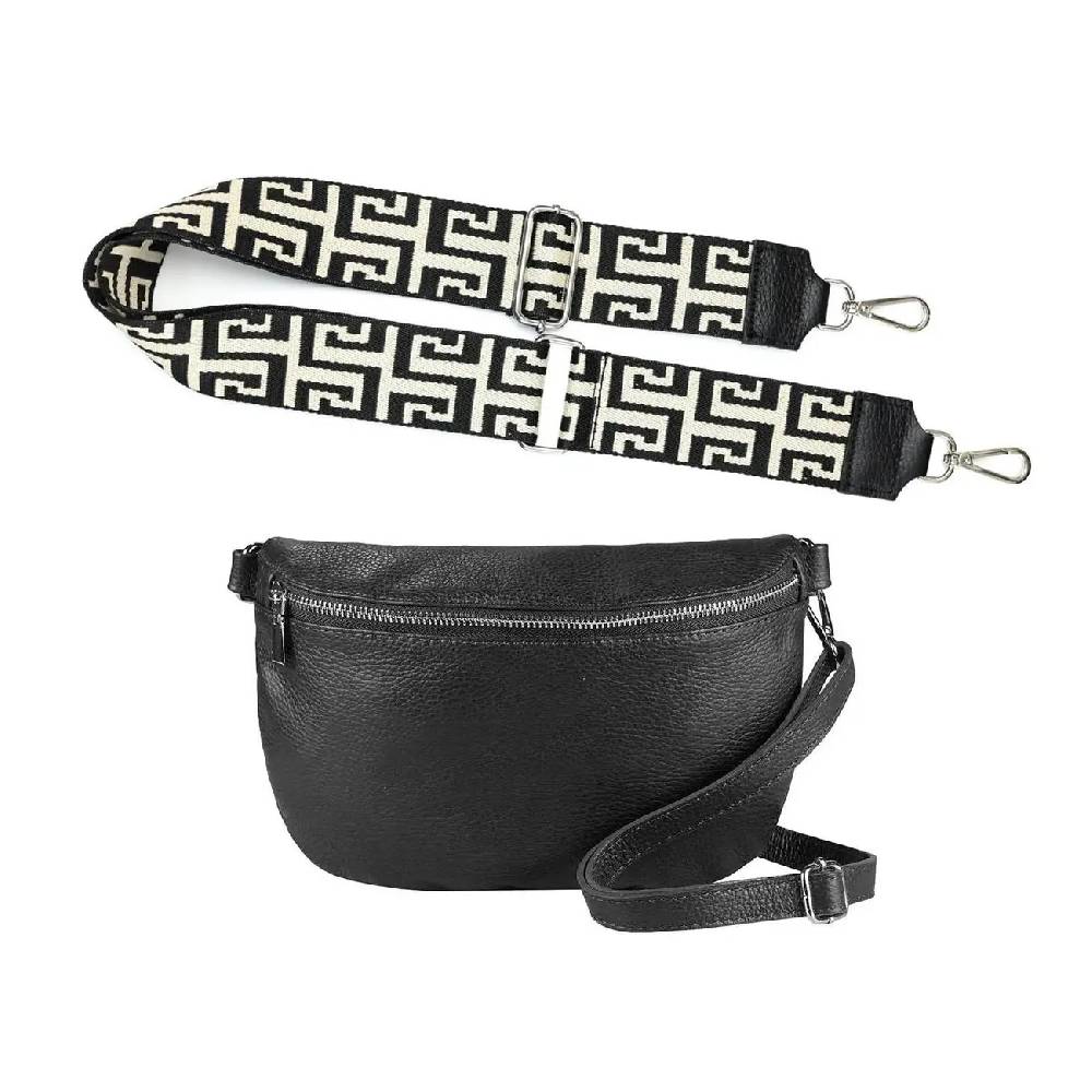 Made in Italy OBC DAMEN SET Gürteltasche + Schultergurt LEDER Crossbody Hüfttasche Bauchtasche Umhängetasche Brusttasche CrossOver Bodybag Schultertasche Handytasche Geldtasche Tasche Kosmetiktasche Letzter Tag