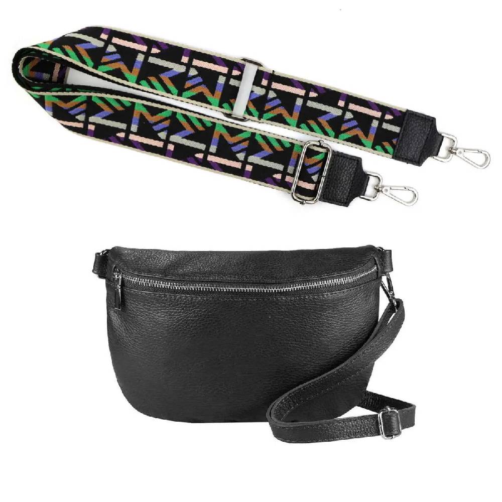 Made in Italy OBC DAMEN SET Gürteltasche + Schultergurt LEDER Crossbody Hüfttasche Bauchtasche Umhängetasche Brusttasche CrossOver Bodybag Schultertasche Handytasche Geldtasche Tasche Kosmetiktasche Letzter Tag