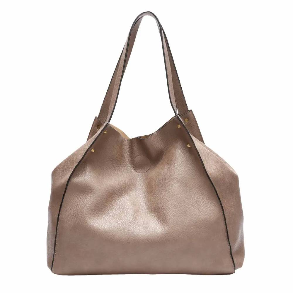 OBC DAMEN TASCHE XXL SET 2in1 Shopper Handtasche Hobo Bag Schultertasche Cross Over Body Bag Umhängetasche Crossbody Beuteltasche Leder Optik DIN-A4 Nieten Kostenloser Versand international