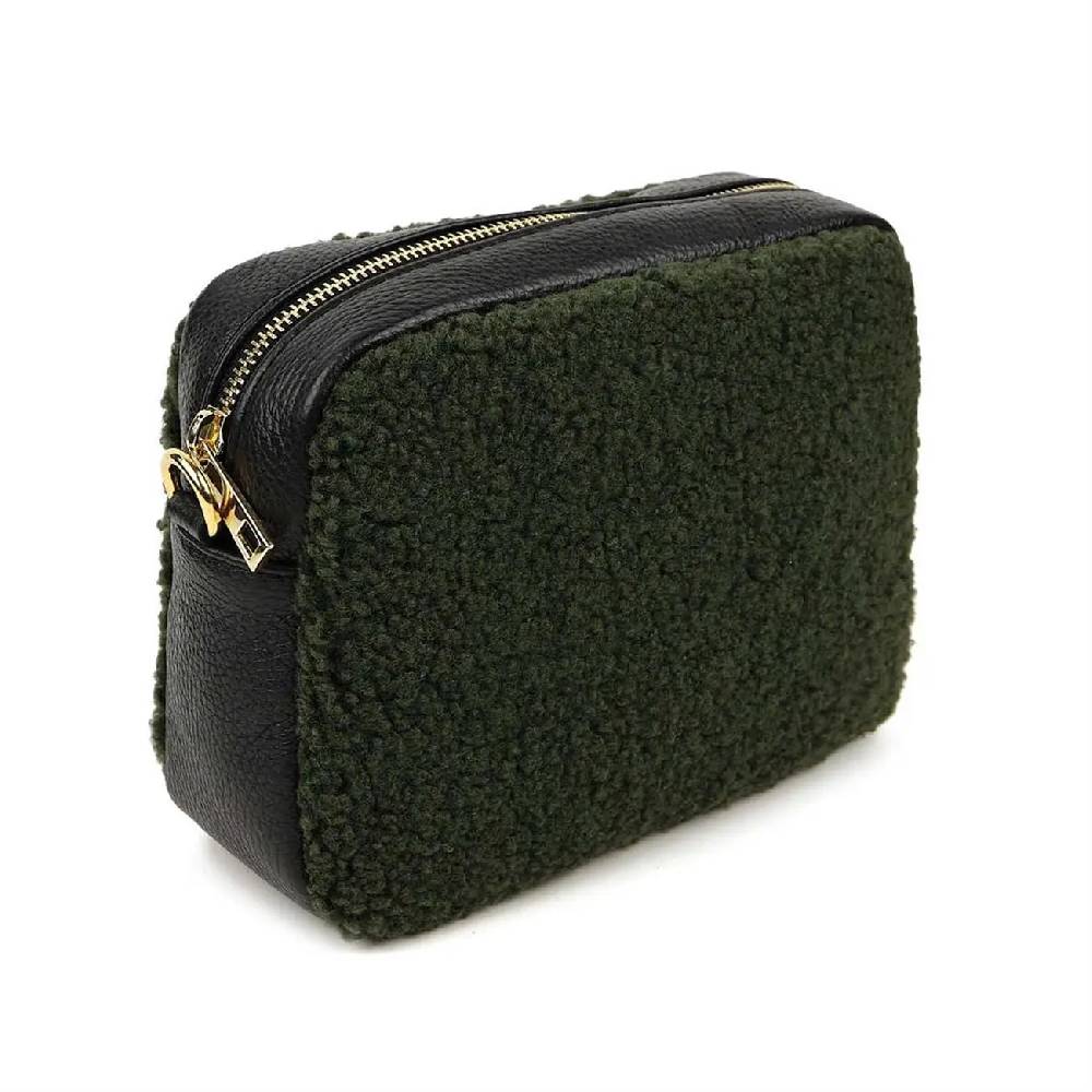 OBC Made in Italy Damen Teddy Tasche Schultertasche Pelz Bodybag Ledertasche Umhängetasche Kunstfell Crossover Damentasche Crossbody Plüsch Felltasche Wintertasche Speichern exportieren