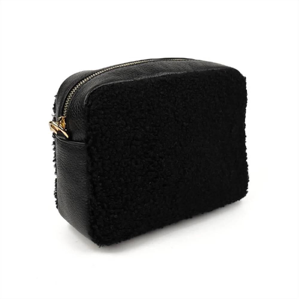 OBC Made in Italy Damen Teddy Tasche Schultertasche Pelz Bodybag Ledertasche Umhängetasche Kunstfell Crossover Damentasche Crossbody Plüsch Felltasche Wintertasche Speichern exportieren