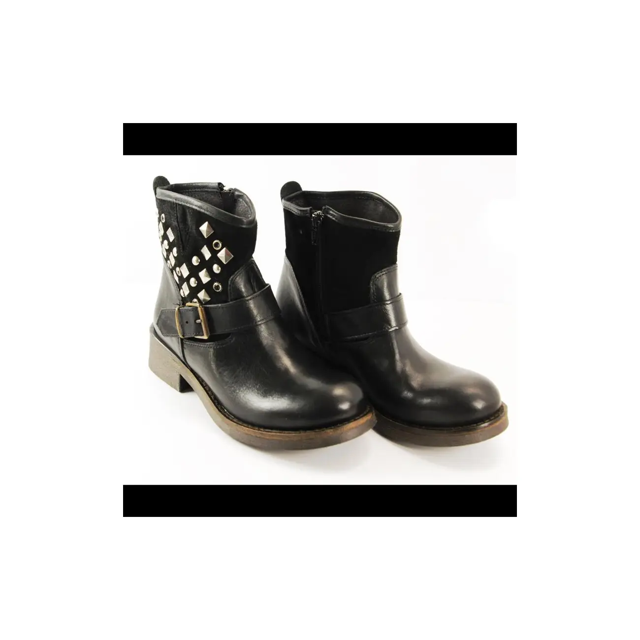 Ovye by Cristina Lucchi echt Leder Stiefel Stiefeletten Schuhe Ankle Boots Biker zollfrei