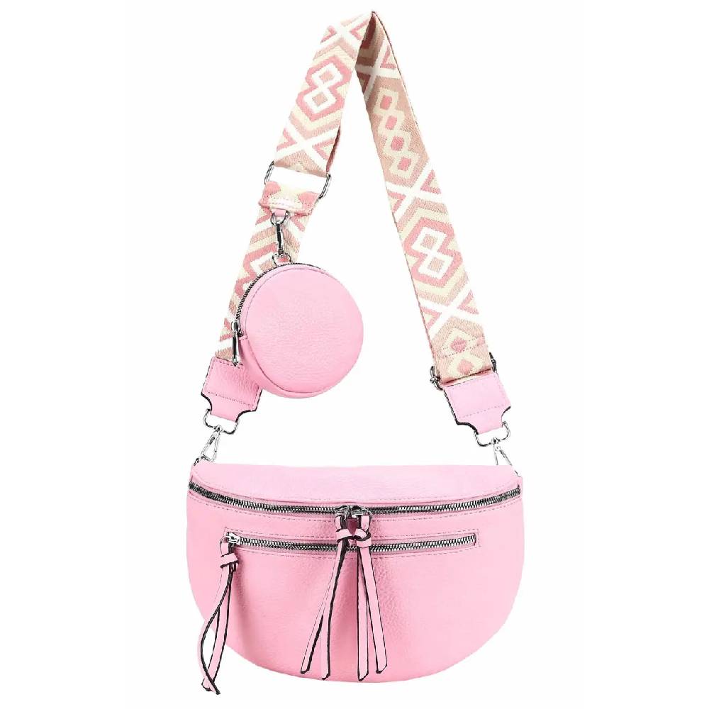 OBC ITALYSHOP24 Damen Tasche Umhängetasche Brusttasche Muster Gürtel Bauchtasche Crossbody Gürteltasche Hüfttasche Crossover Bodybag Schultertasche Handytasche Leder Optik Auslauf