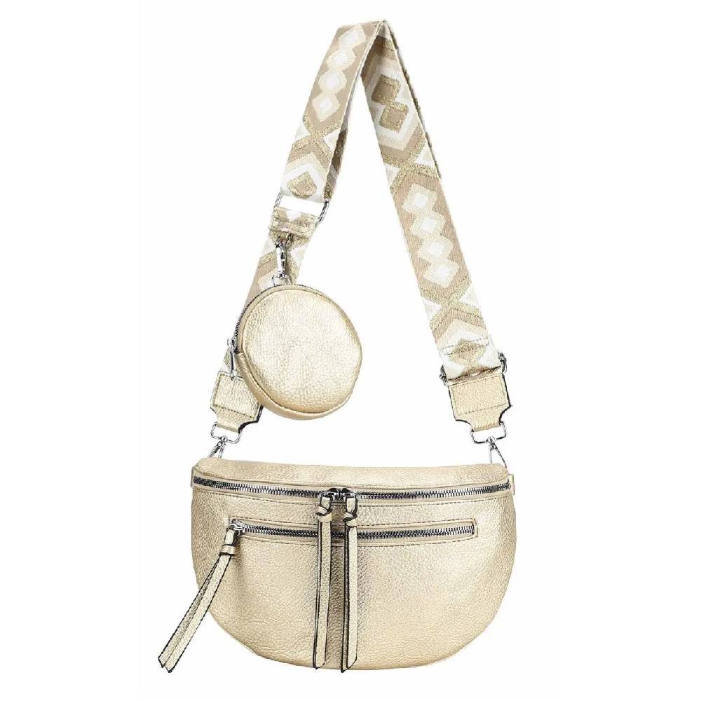 OBC ITALYSHOP24 Damen Tasche Umhängetasche Brusttasche Muster Gürtel Bauchtasche Crossbody Gürteltasche Hüfttasche Crossover Bodybag Schultertasche Handytasche Leder Optik Auslauf
