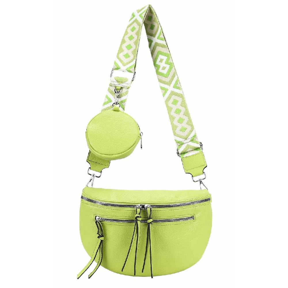 OBC ITALYSHOP24 Damen Tasche Umhängetasche Brusttasche Muster Gürtel Bauchtasche Crossbody Gürteltasche Hüfttasche Crossover Bodybag Schultertasche Handytasche Leder Optik Auslauf