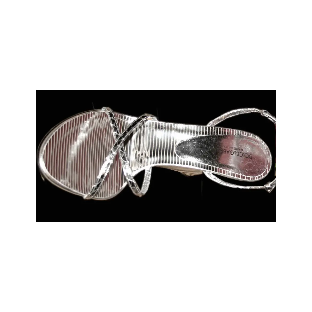 Dolce & Gabbana D&G HIGH HEELS Keil Sandalette Wedges Lederschuhe Schuhe Silber 37,5 im Angebot