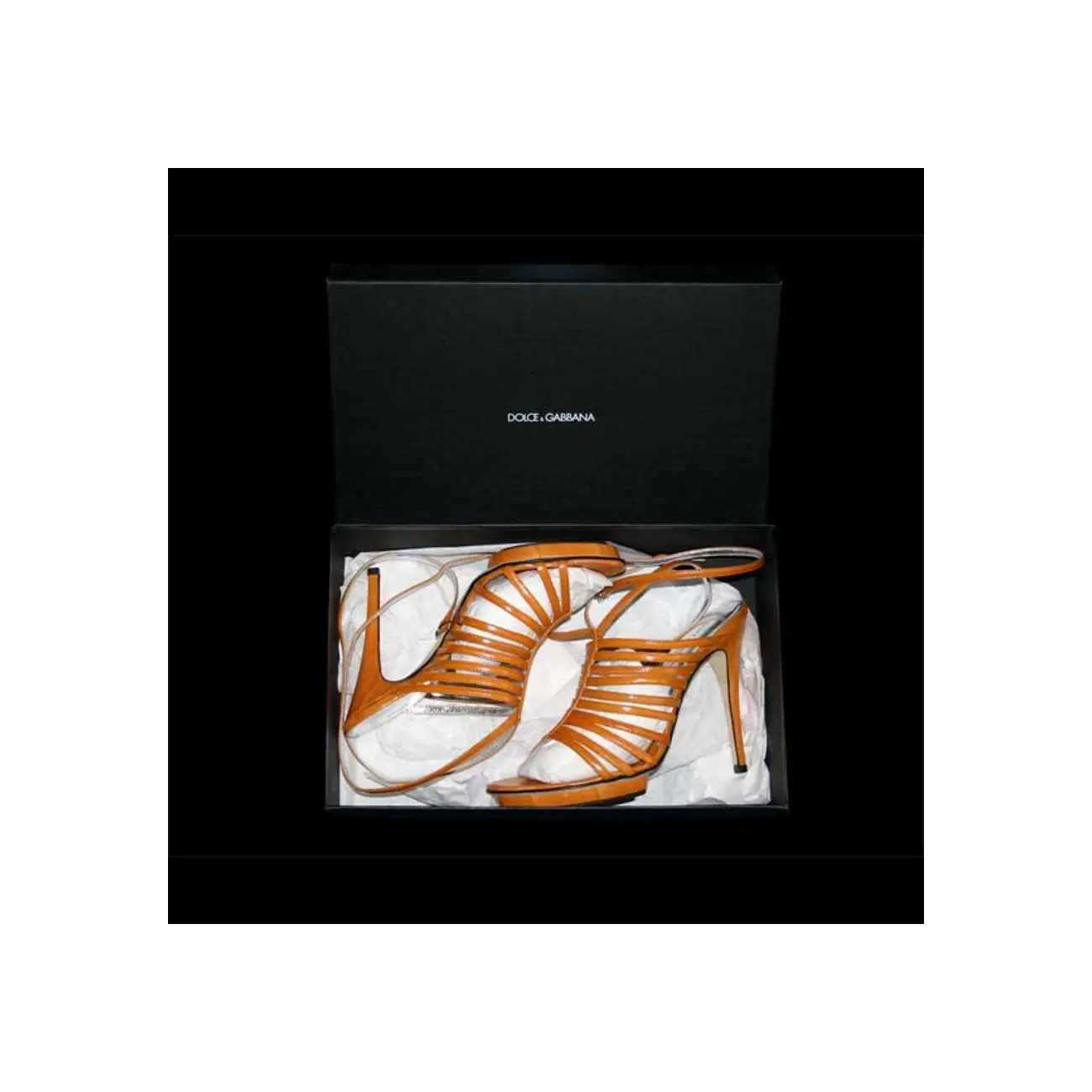 Dolce & Gabbana D&G HIGH HEELS Pumps Römer Sandalette Lederschuhe Schuhe Riemchen Riemchenpumps Cognac Gr. 40 Schlussverkauf