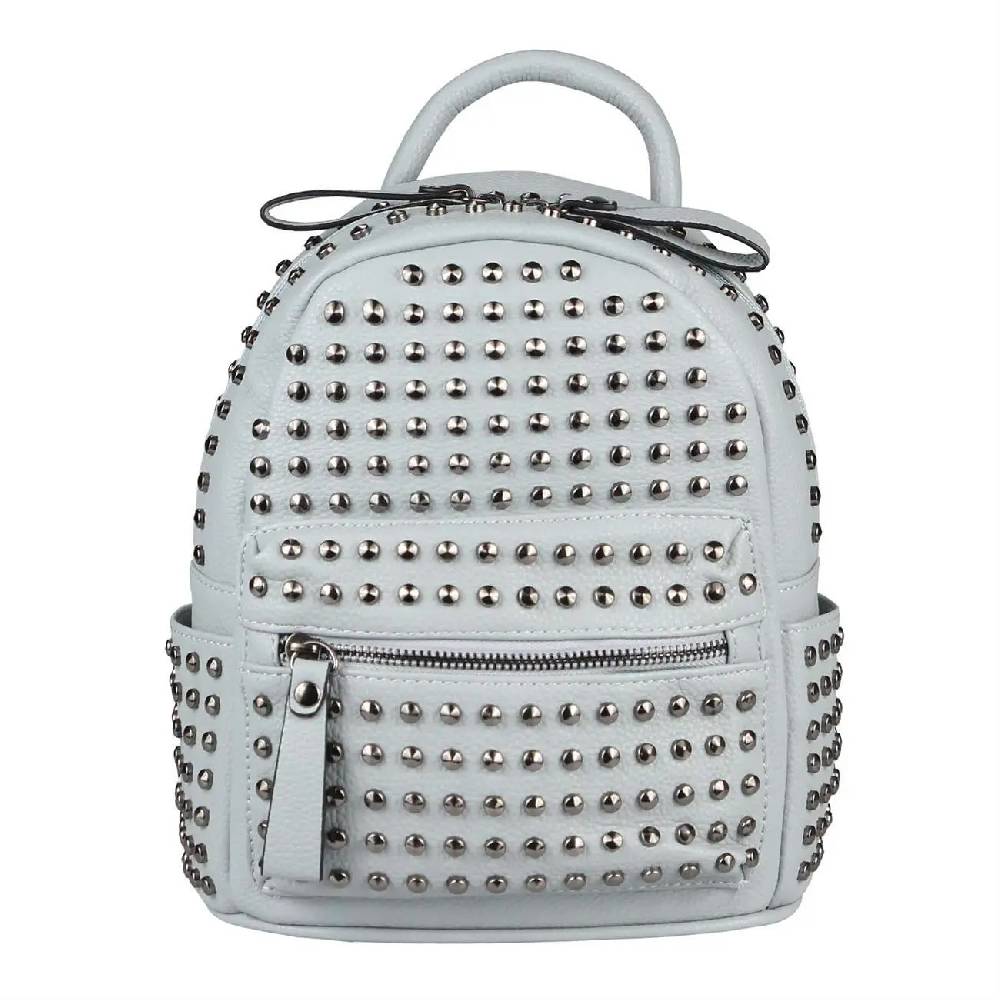 DAMEN NIETEN RUCKSACK TASCHE Cityrucksack Stadtrucksack Metallic Backpack Schultertasche Handtasche Umhängetasche Shopper Daypack Exklusivangebot