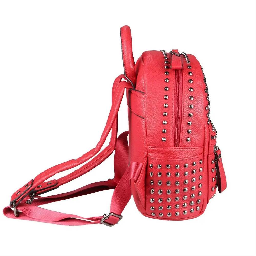 DAMEN NIETEN RUCKSACK TASCHE Cityrucksack Stadtrucksack Metallic Backpack Schultertasche Handtasche Umhängetasche Shopper Daypack Exklusivangebot