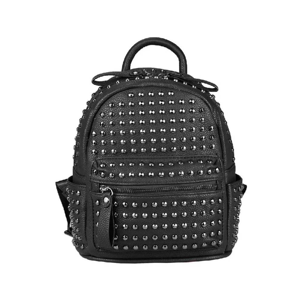 DAMEN NIETEN RUCKSACK TASCHE Cityrucksack Stadtrucksack Metallic Backpack Schultertasche Handtasche Umhängetasche Shopper Daypack Exklusivangebot