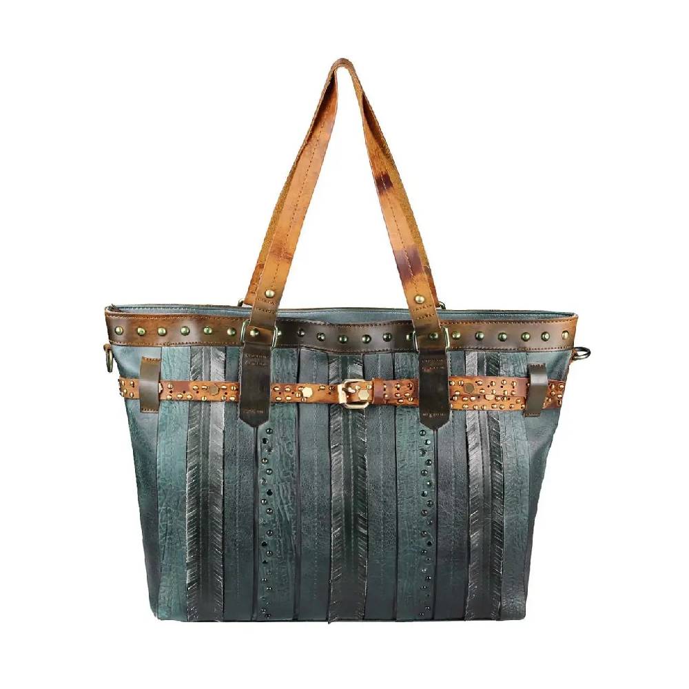 DAMEN TASCHE DIN-A4 Shopper Tote Bag Henkeltasche Handtasche Leder Optik Umhängetasche Schultertasche Beuteltasche Nietentasche Heißer Verkauf