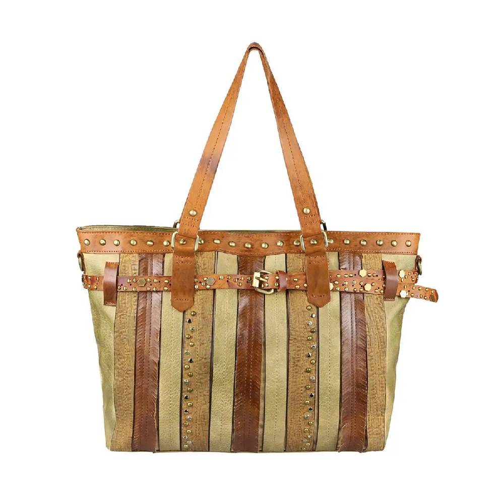 DAMEN TASCHE DIN-A4 Shopper Tote Bag Henkeltasche Handtasche Leder Optik Umhängetasche Schultertasche Beuteltasche Nietentasche Heißer Verkauf