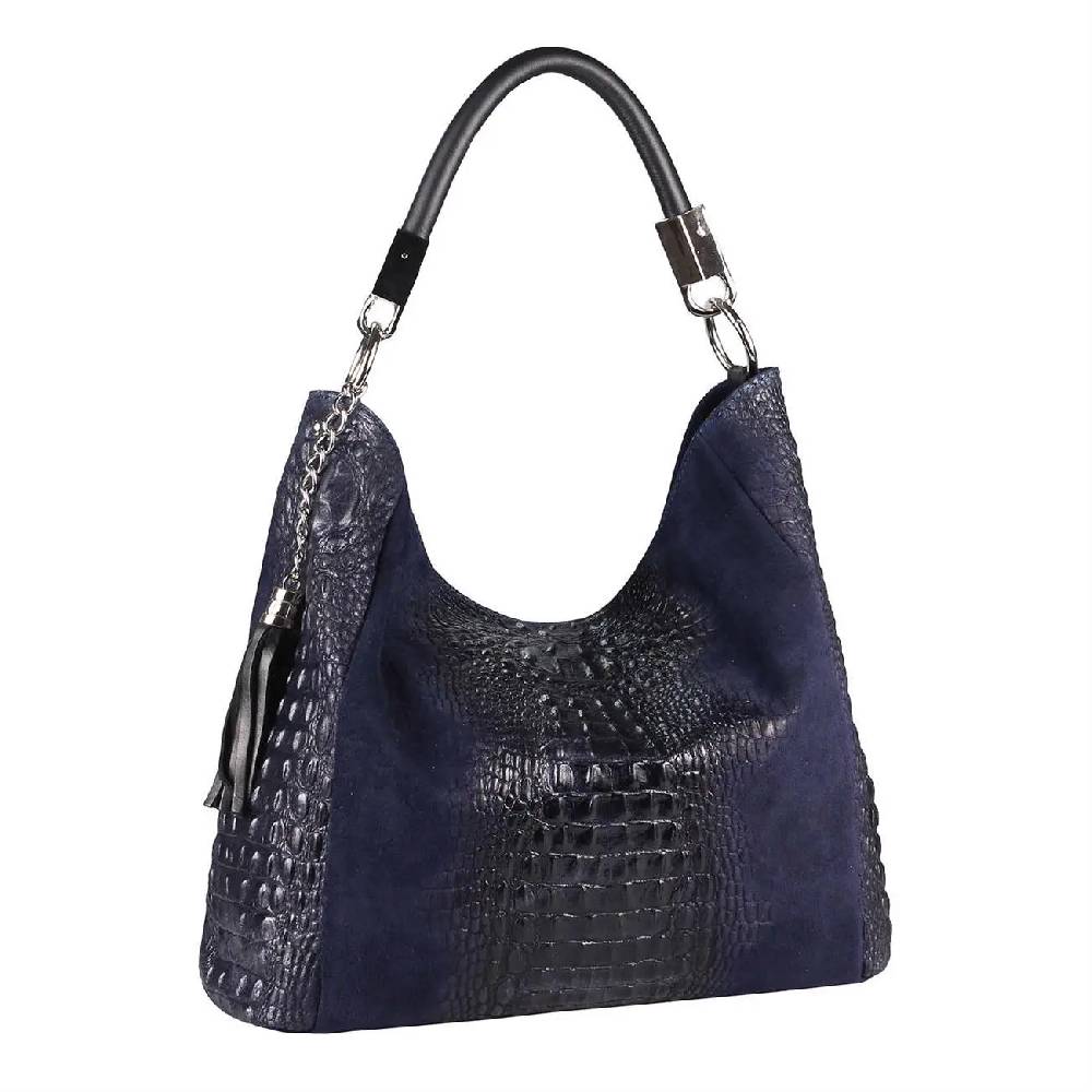 OBC Made in Italy DAMEN LEDER TASCHE KROKO-Prägung Shopper Tote Bag Wildleder Schultertasche Handtasche Business DIN-A4 Neueste Mode