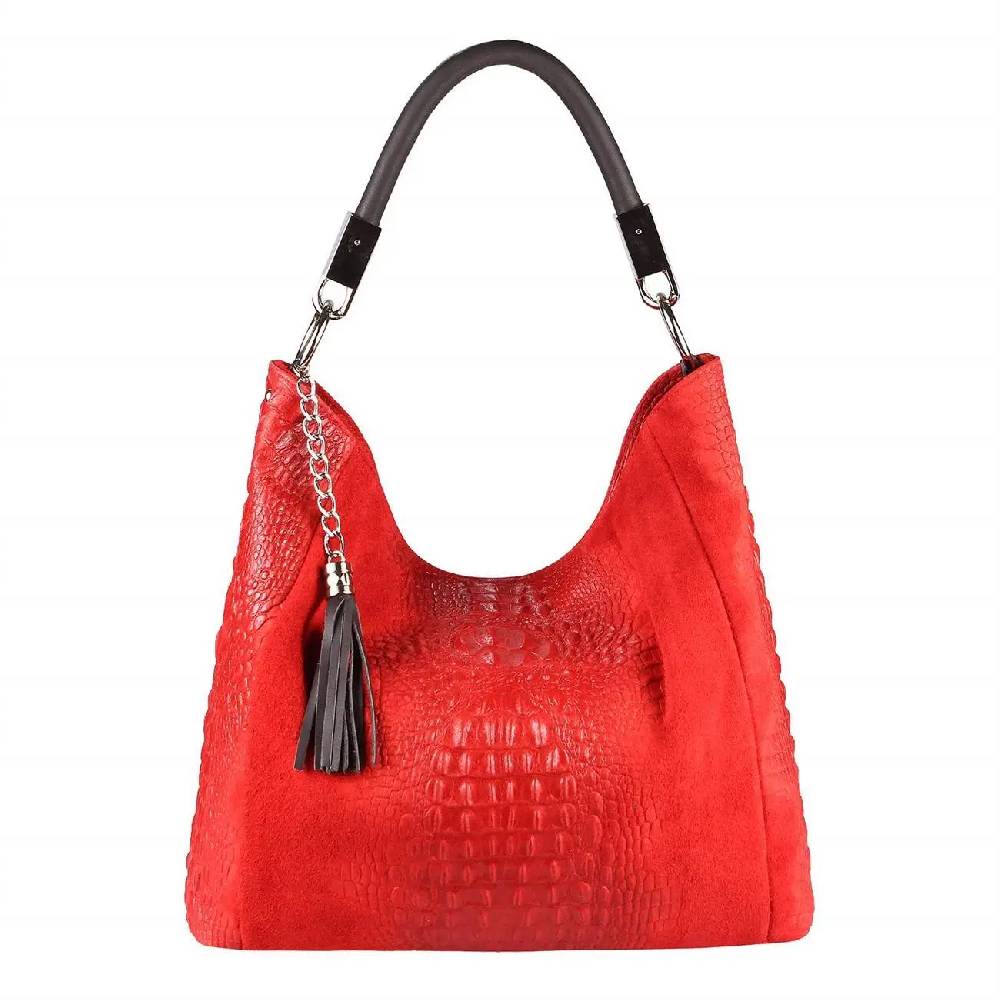 OBC Made in Italy DAMEN LEDER TASCHE KROKO-Prägung Shopper Tote Bag Wildleder Schultertasche Handtasche Business DIN-A4 Neueste Mode