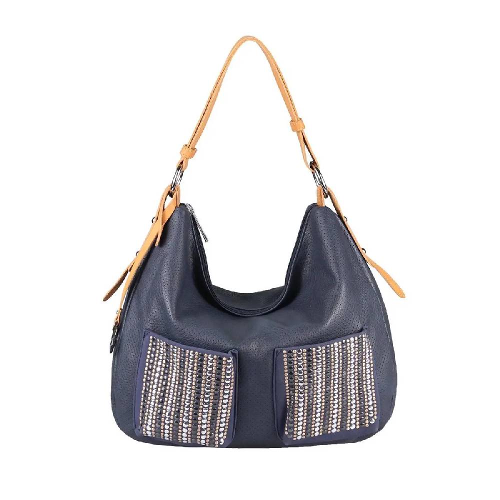 DAMEN SHOPPER TASCHE HANDTASCHE Henkeltasche Schultertasche Umhängetasche Hobo-Bag Beuteltasche Nieten Cross-Over Reisetasche Neuheiten