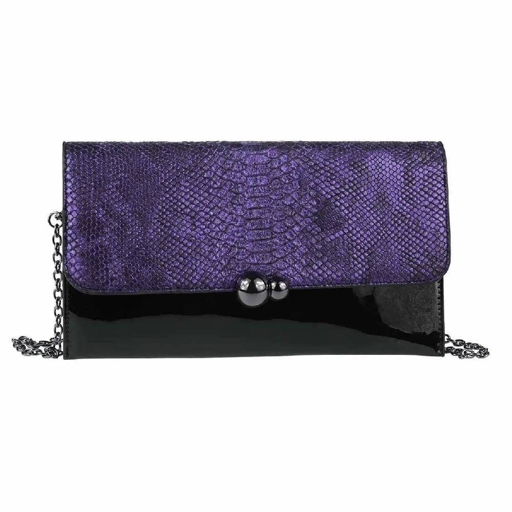 DAMEN ABENDTASCHE CLUTCH POCHETTE Umschlag-Tasche Reptilprägung Kettentasche Unterarmtasche Handtasche Schultertasche Umhängetasche Räumungsverkauf