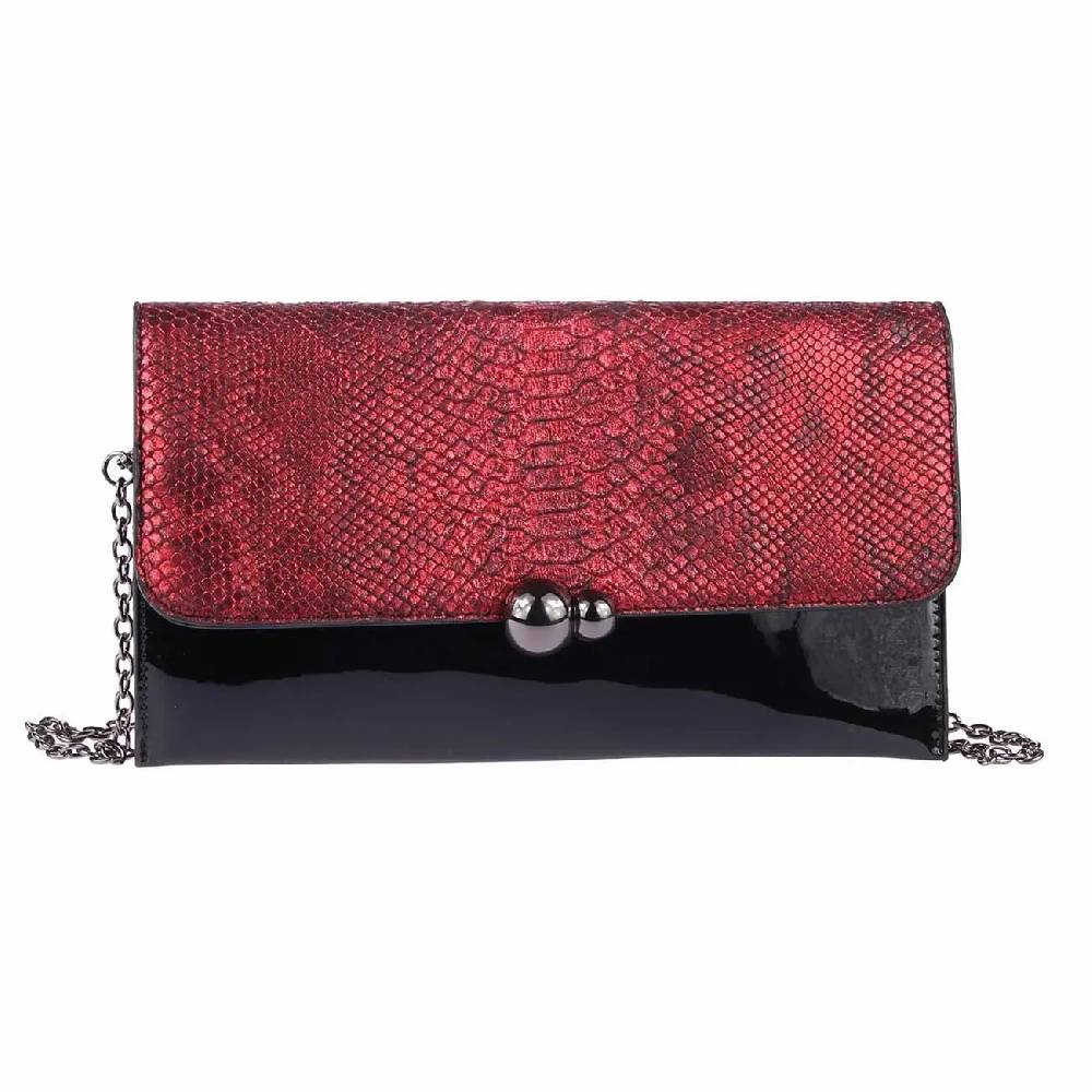 DAMEN ABENDTASCHE CLUTCH POCHETTE Umschlag-Tasche Reptilprägung Kettentasche Unterarmtasche Handtasche Schultertasche Umhängetasche Räumungsverkauf