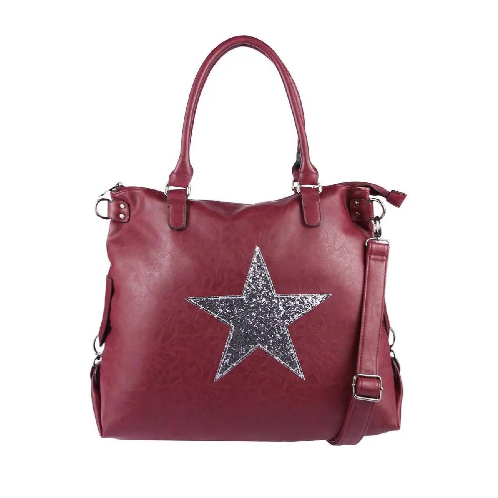 OBC ital-design DAMEN STERN TASCHE Shopper XXL DIN-A4 Handtasche Schultertasche Beuteltasche Henkeltasche CrossOver Umhängetasche Super Sparpreis