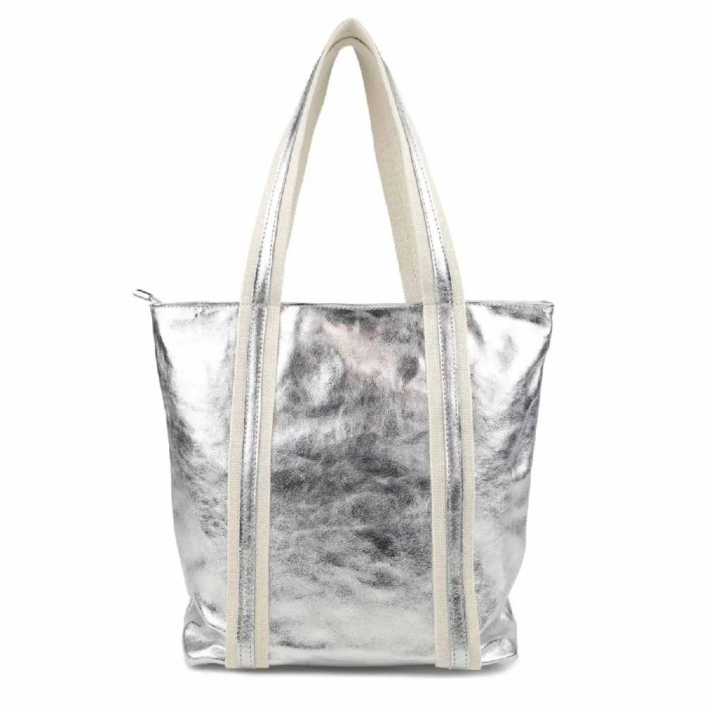 OBC Made in Italy DAMEN METALLIC ECHT LEDER HAND-TASCHE Shopper Schultertasche Tote Bag Umhängetasche Ledertasche Din-A4 Handtasche Beuteltasche JETZT KAUFEN