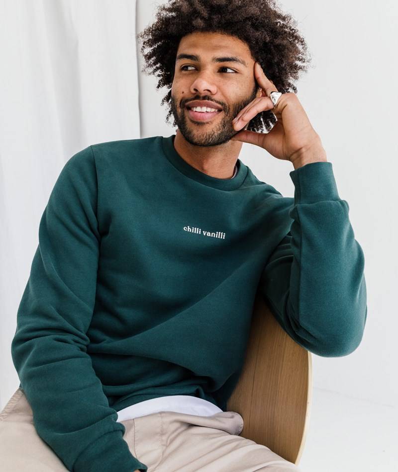 KAUF DICH GLüCKLICH Sweater Dunkelgrün aus Bio-Baumwolle