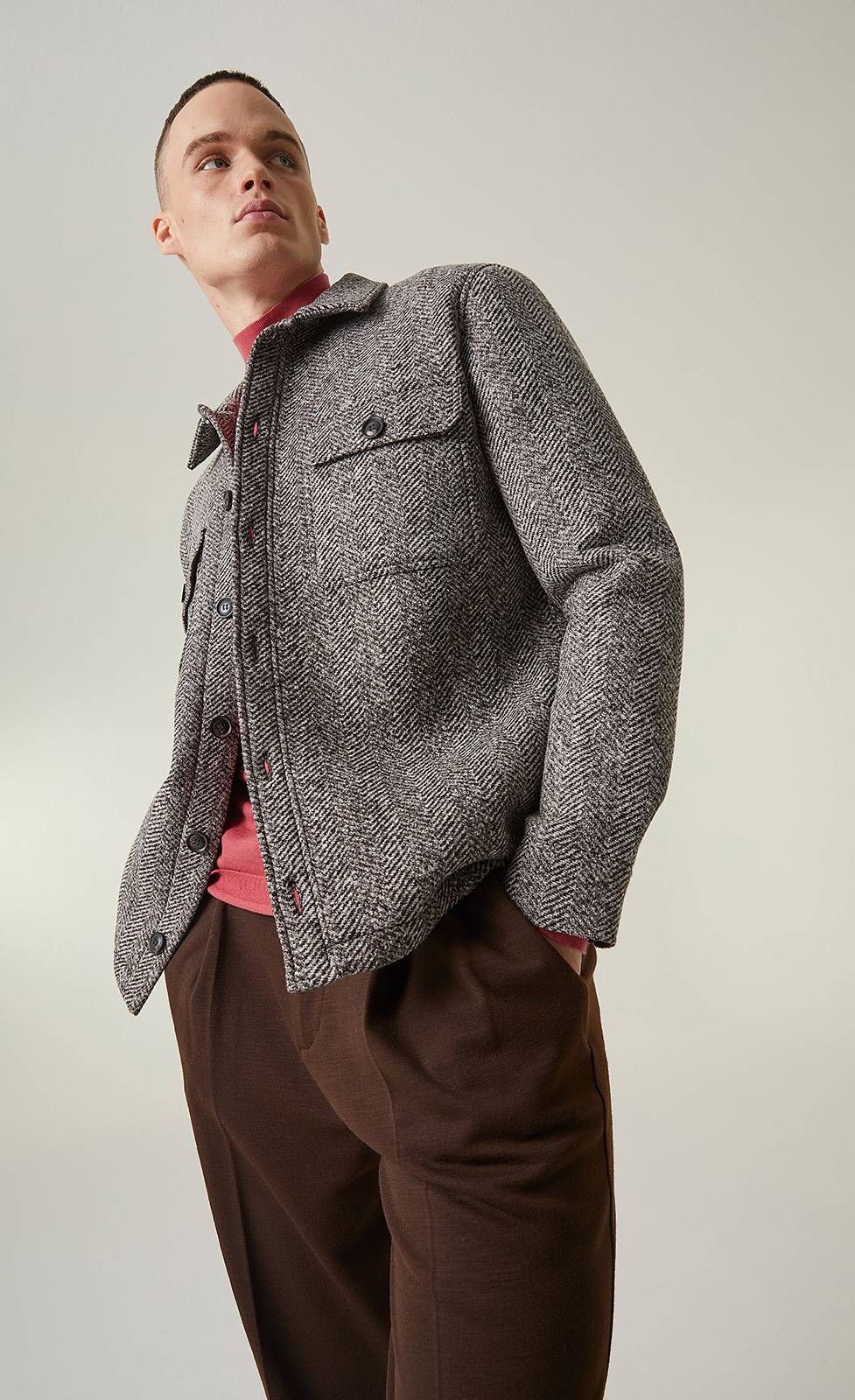 Kiefermann Klaus Gebondete Jacke mit Fischgrätmuster Online Shopping
