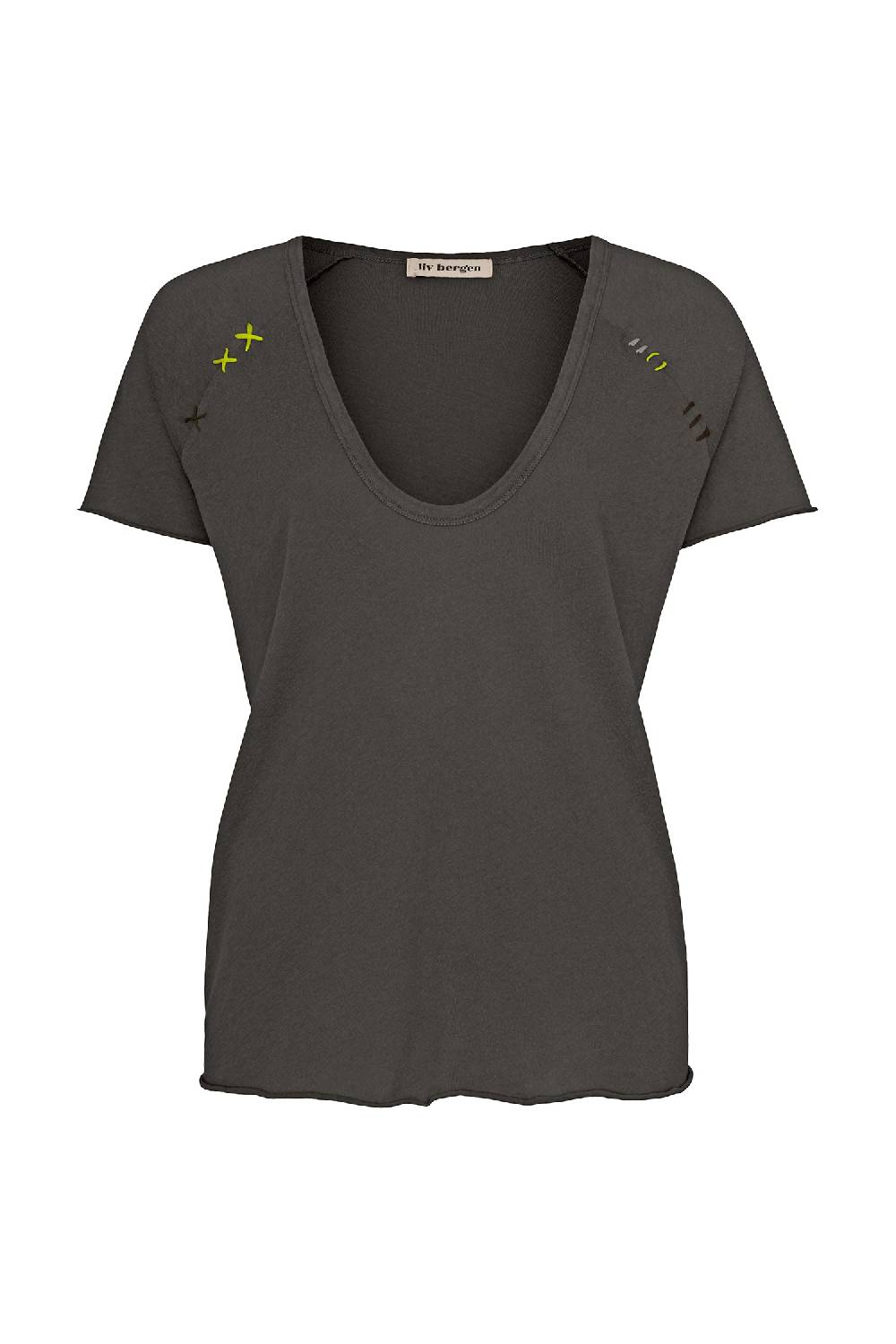 Liv Bergen T-Shirt handstitched in peat Nur für heute