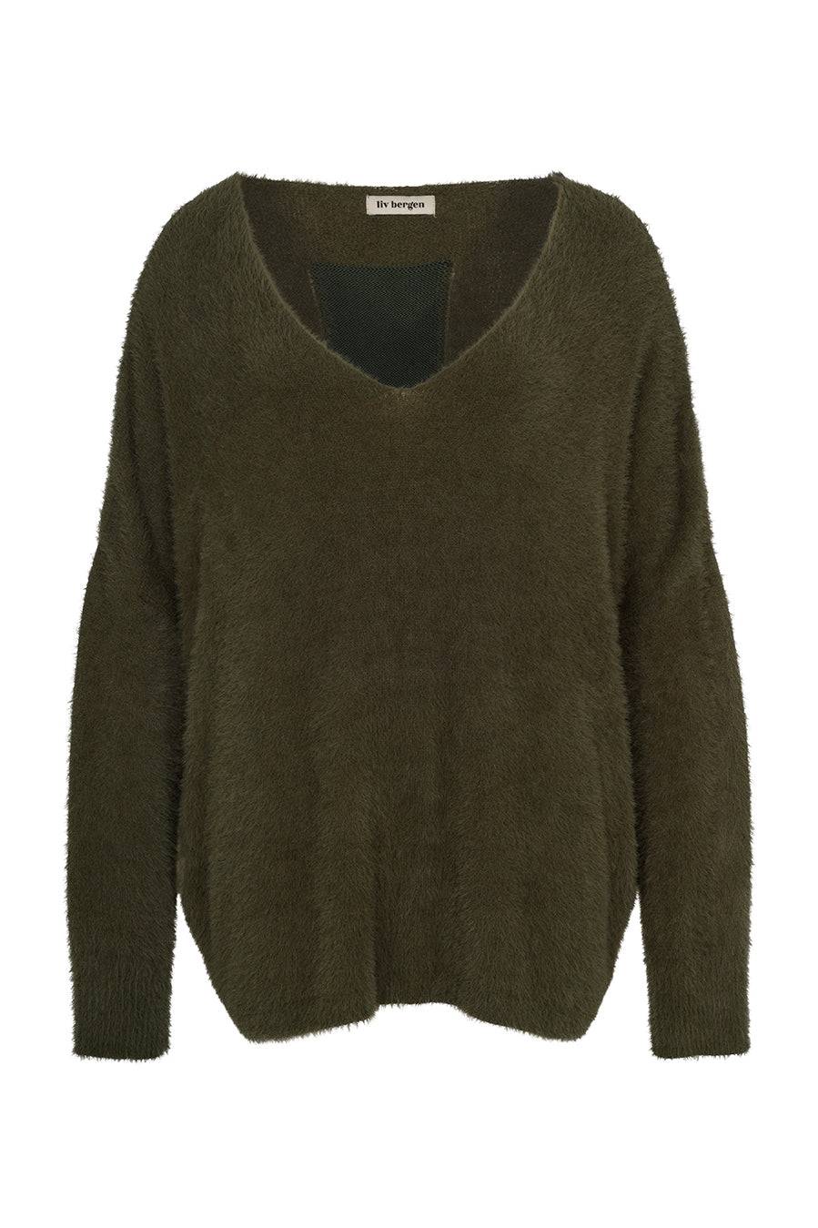 Liv Bergen Sweater HI knit in olive Großer Ausverkauf