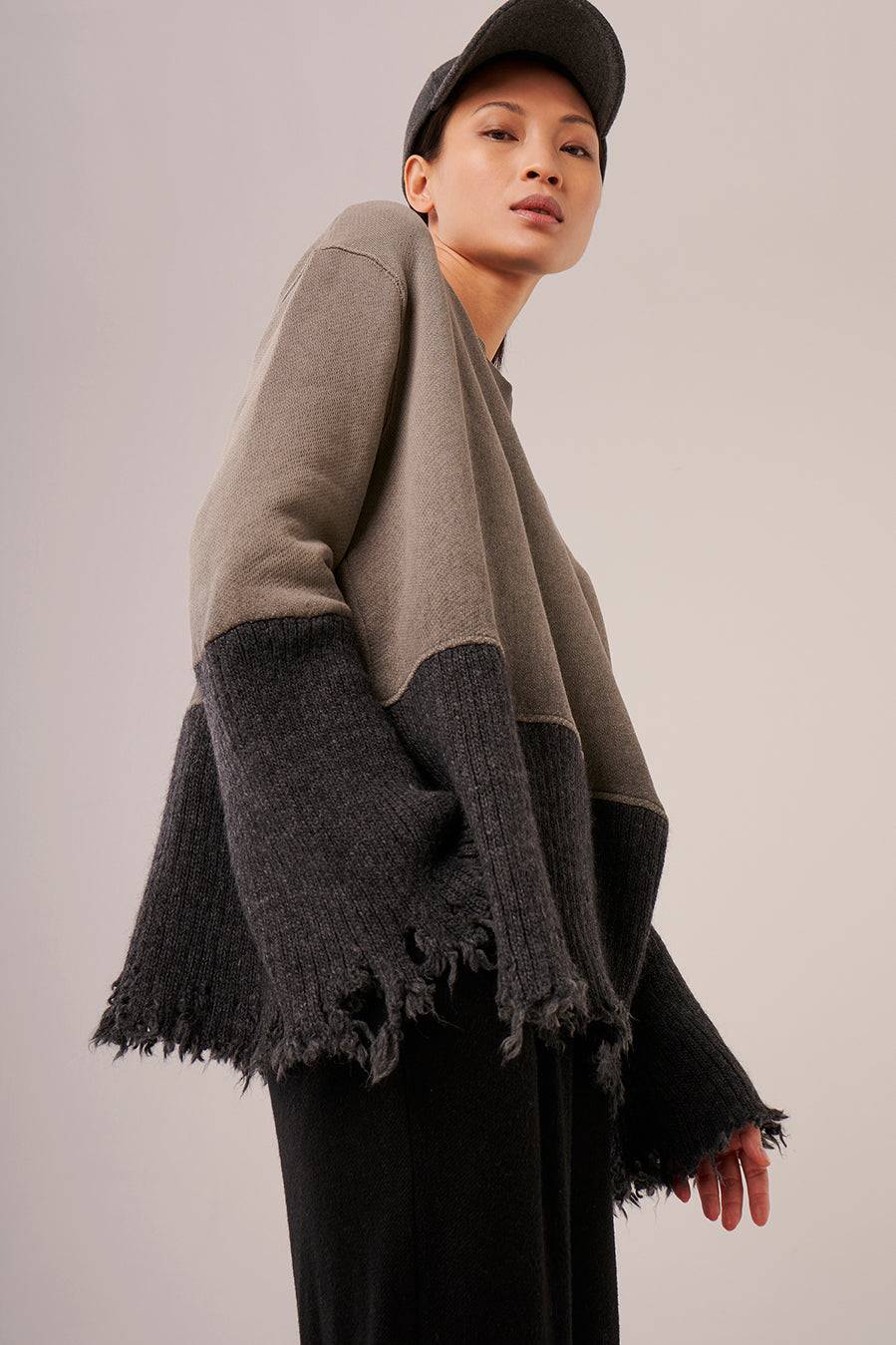 Liv Bergen Sweater Cotton dye in mocca im Angebot