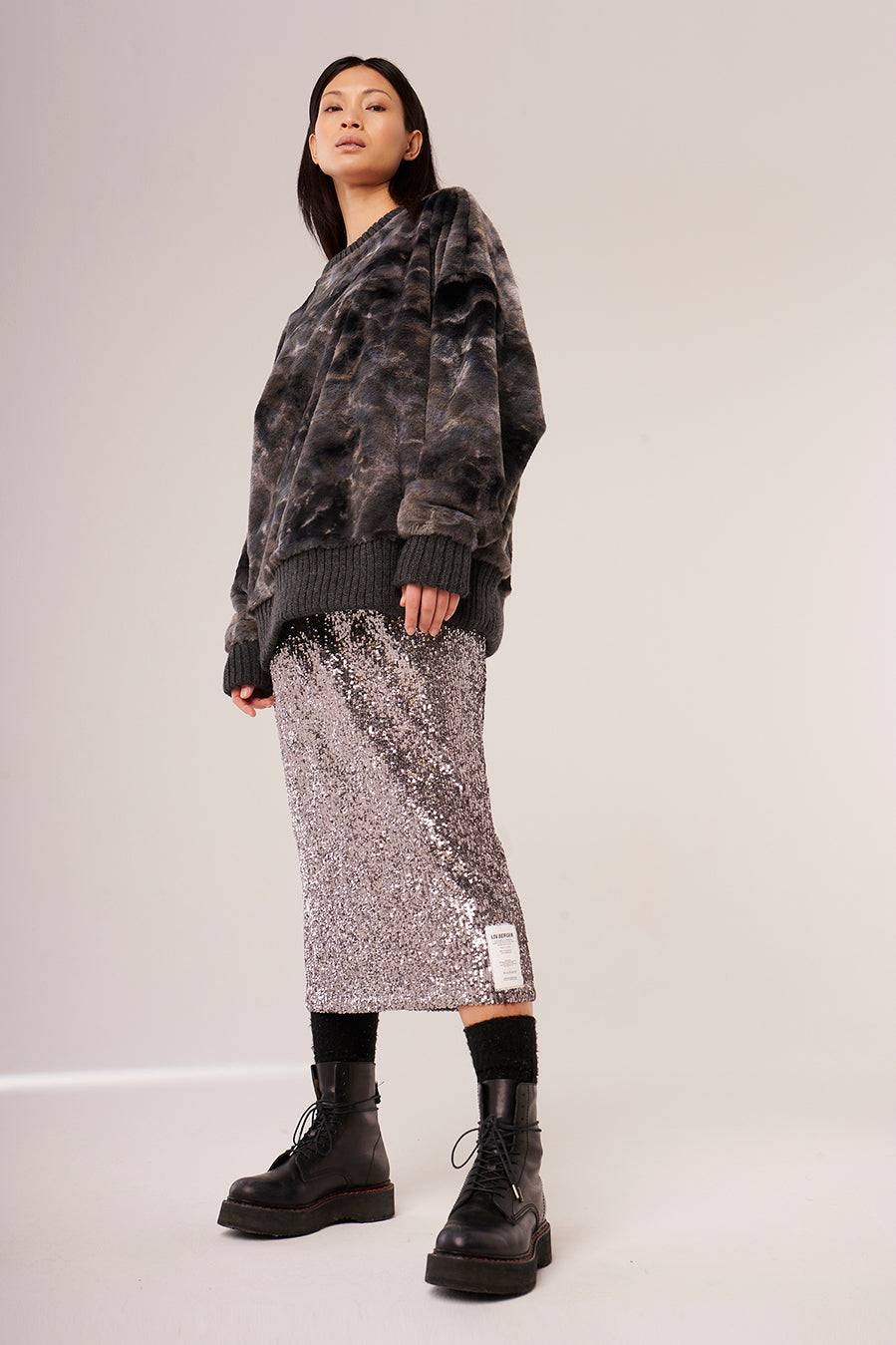 Liv Bergen Sweater Soft in grey batik Sonderangebot