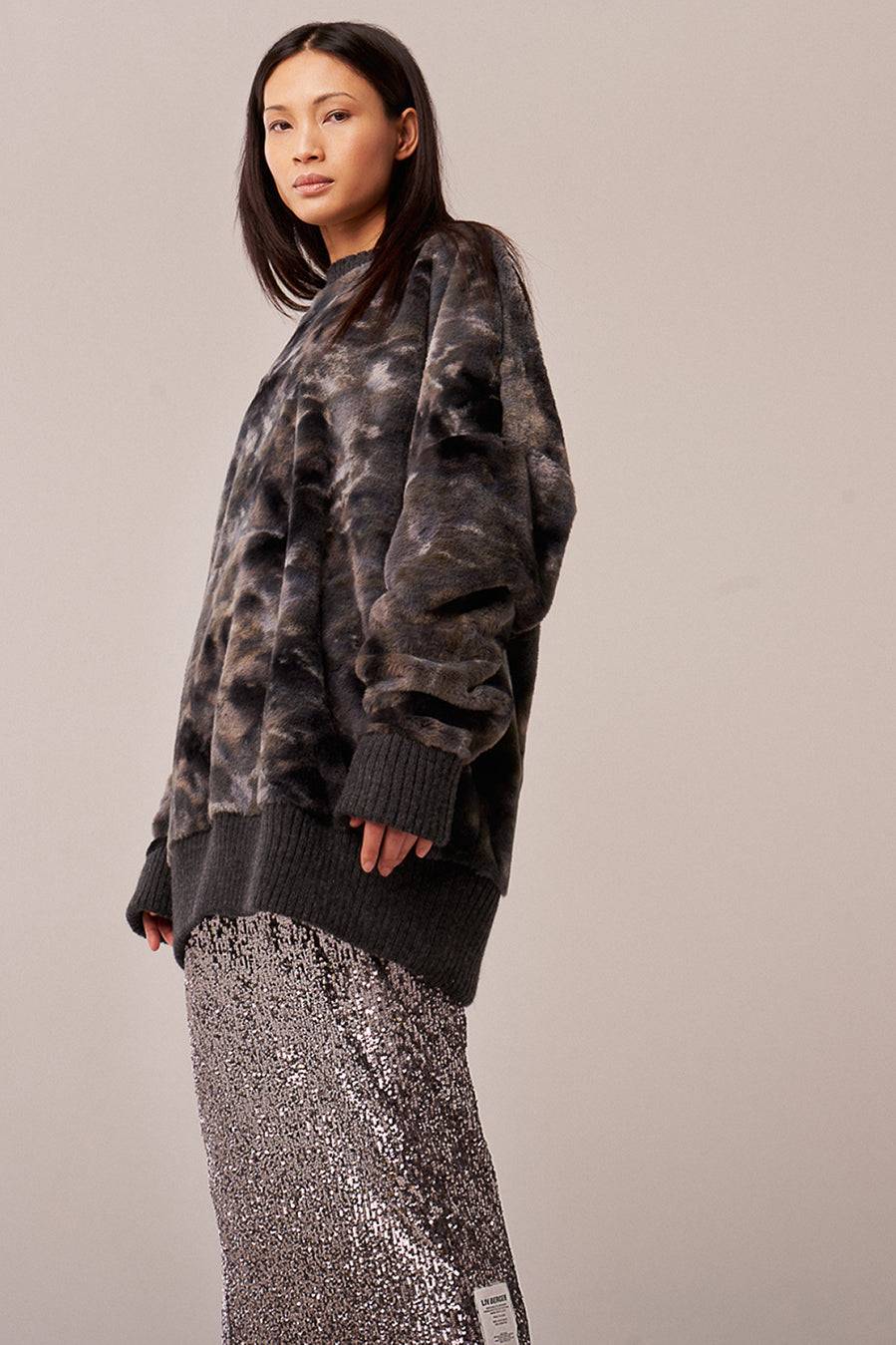 Liv Bergen Sweater Soft in grey batik Sonderangebot
