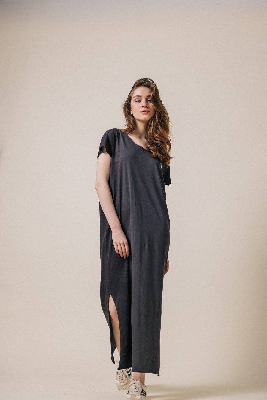 Liv Bergen Kleid Spray in charcoal Auslauf