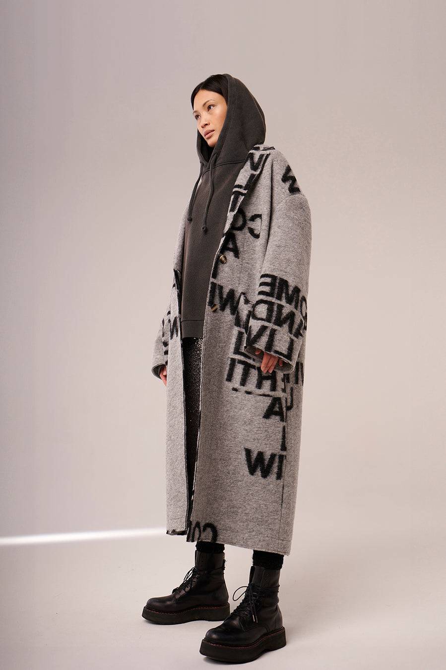 Liv Bergen Mantel Come in black/grey Fabrikverkauf