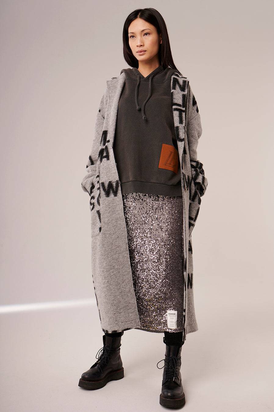 Liv Bergen Mantel Come in black/grey Fabrikverkauf