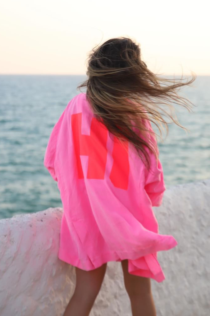 Liv Bergen Oversized Blazer HI in neon pink Flash Sale