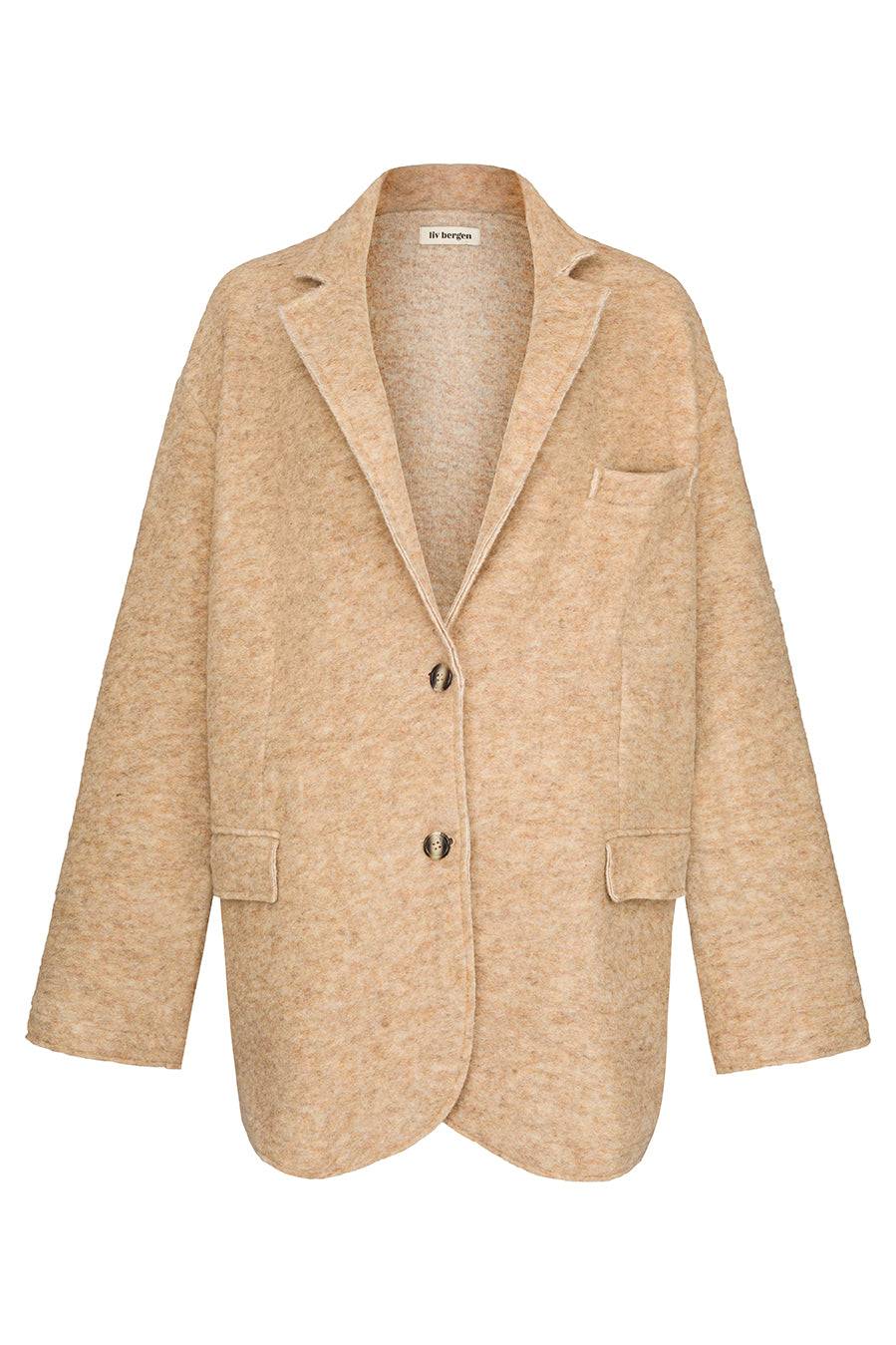 Liv Bergen Oversized Jacke "THAT DON'T IMPRESS ME MUCH" in sand Saisonschlussverkauf