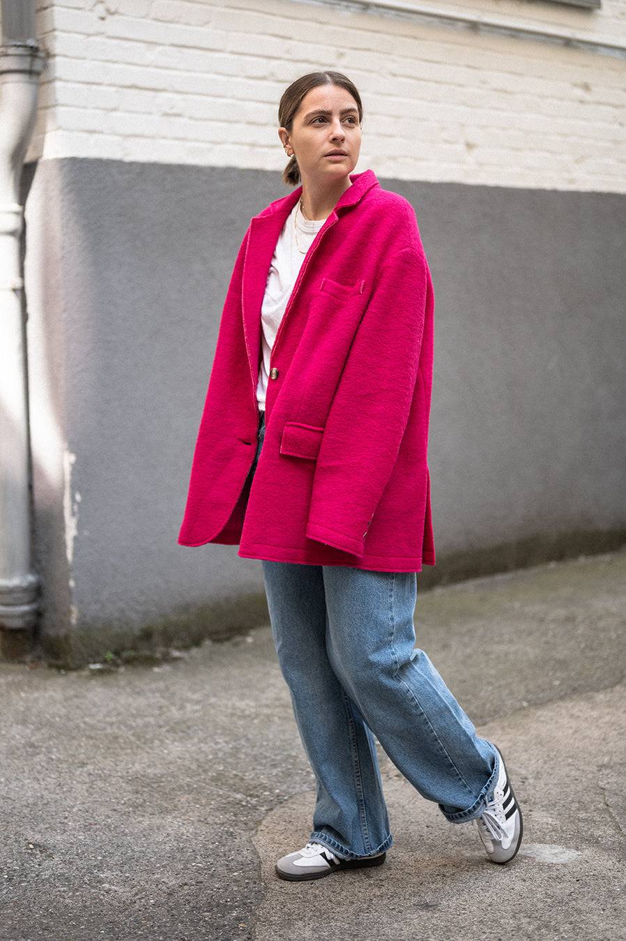 Liv Bergen Oversized Jacke "THAT DON'T IMPRESS ME MUCH" in pink Lagerräumung