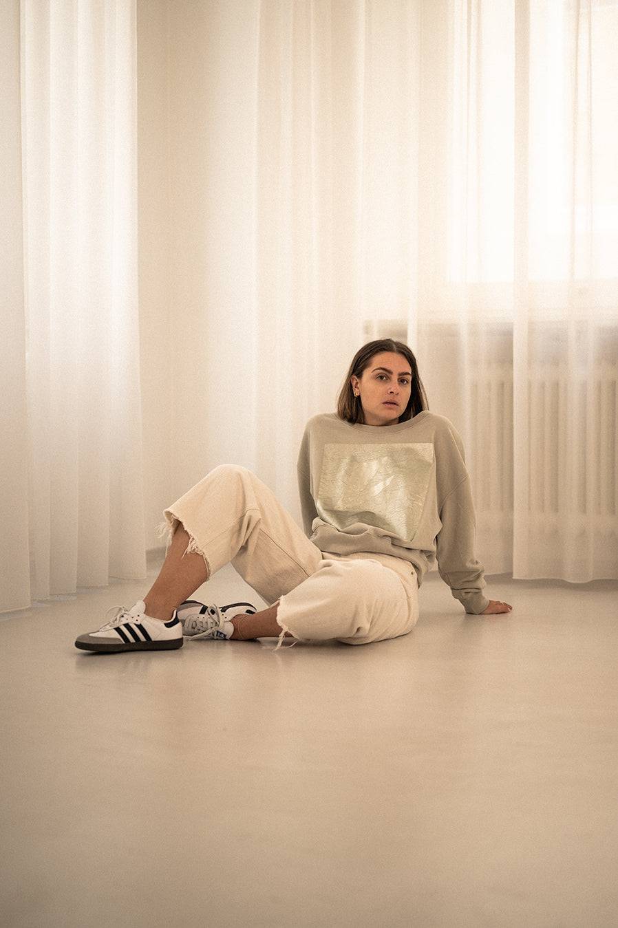 Liv Bergen Sweater square "100% Organic Cotton" in powder Kostenloser Versand