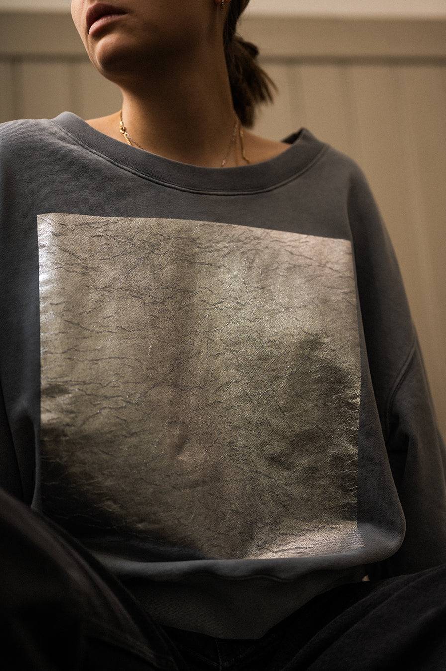 Liv Bergen Sweater square "100% Organic Cotton" in stormy Fabrikpreis
