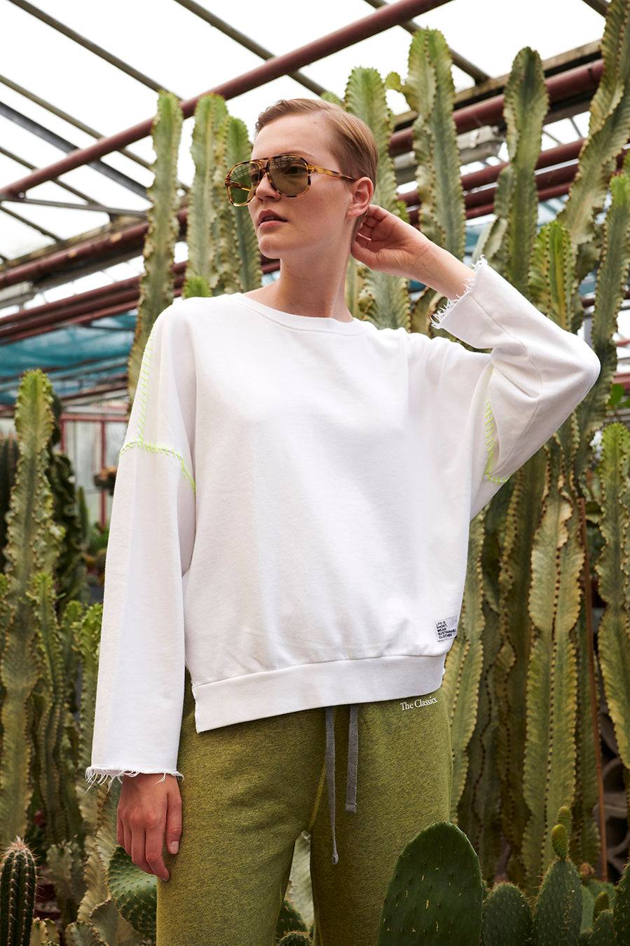 Liv Bergen Sweater "100% Organic Cotton" handstitched in emerald Cyber Monday