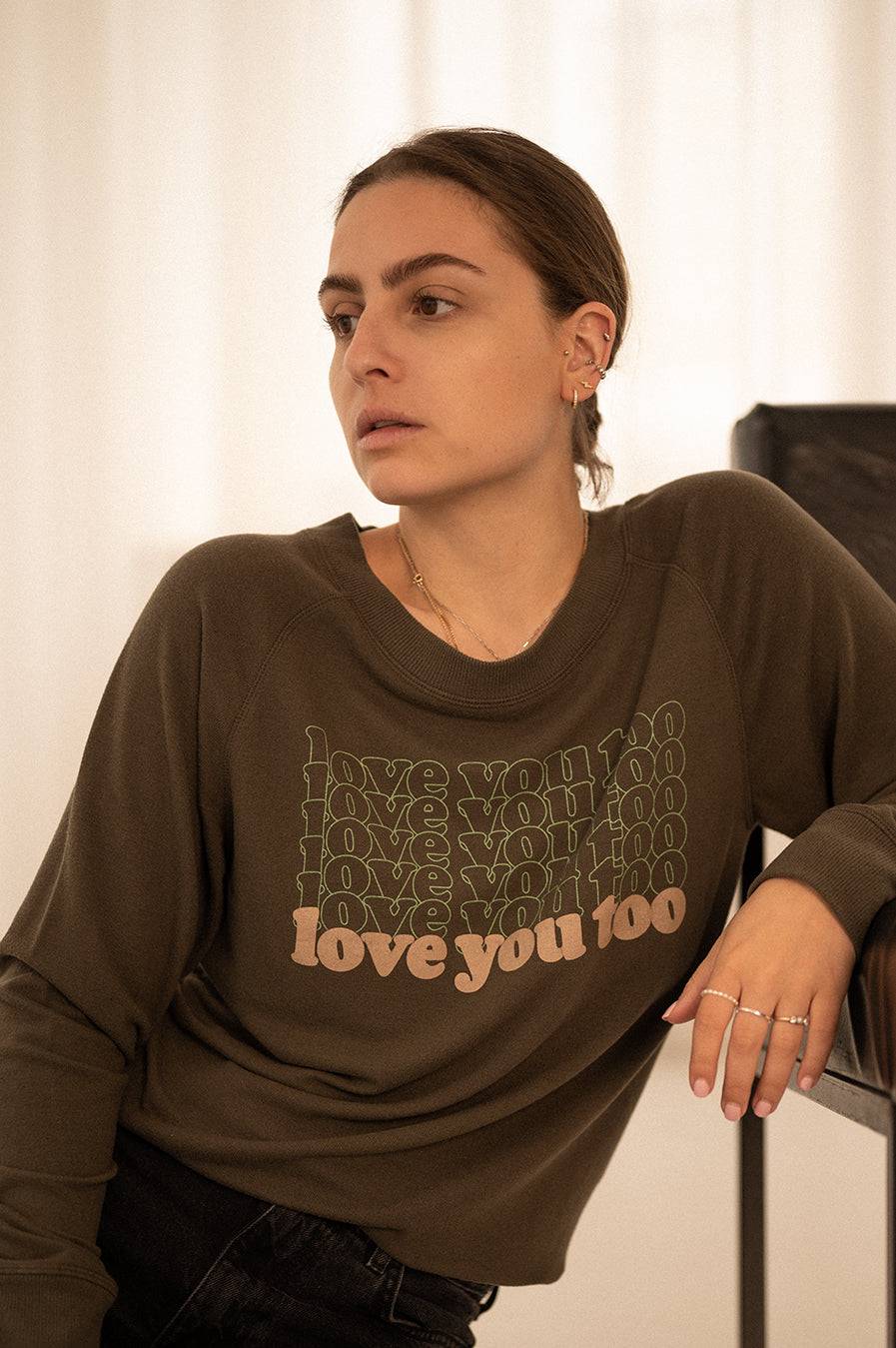 Liv Bergen Sweater LOVE in greg green Nur noch ein Tag übrig