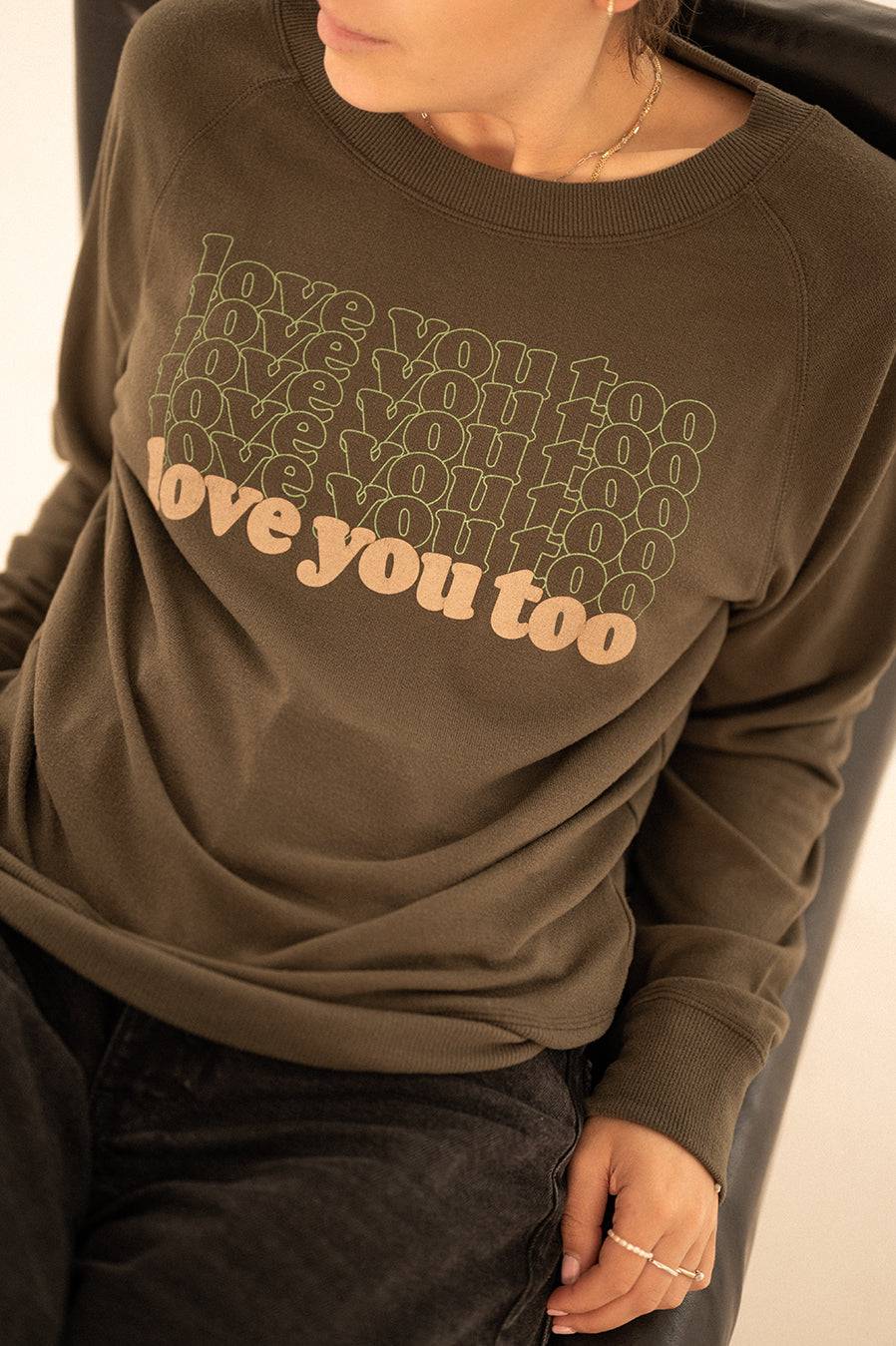 Liv Bergen Sweater LOVE in greg green Nur noch ein Tag übrig