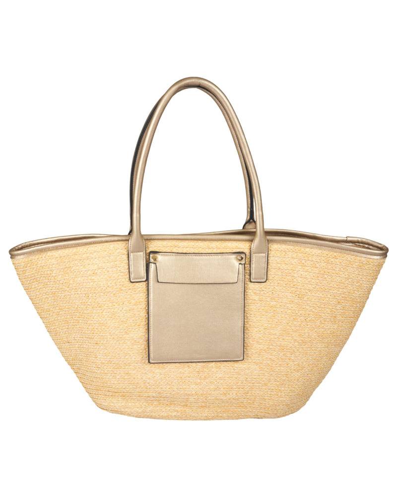 Loevenich Set: gehäkelter Strohhut plus Tasche-Gold Letzter Tag