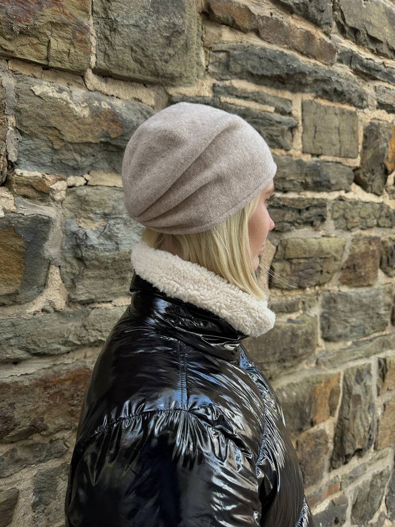 Loevenich Woll-Beanie, hinten gerafft in Beige melange Kostenloser Versand international