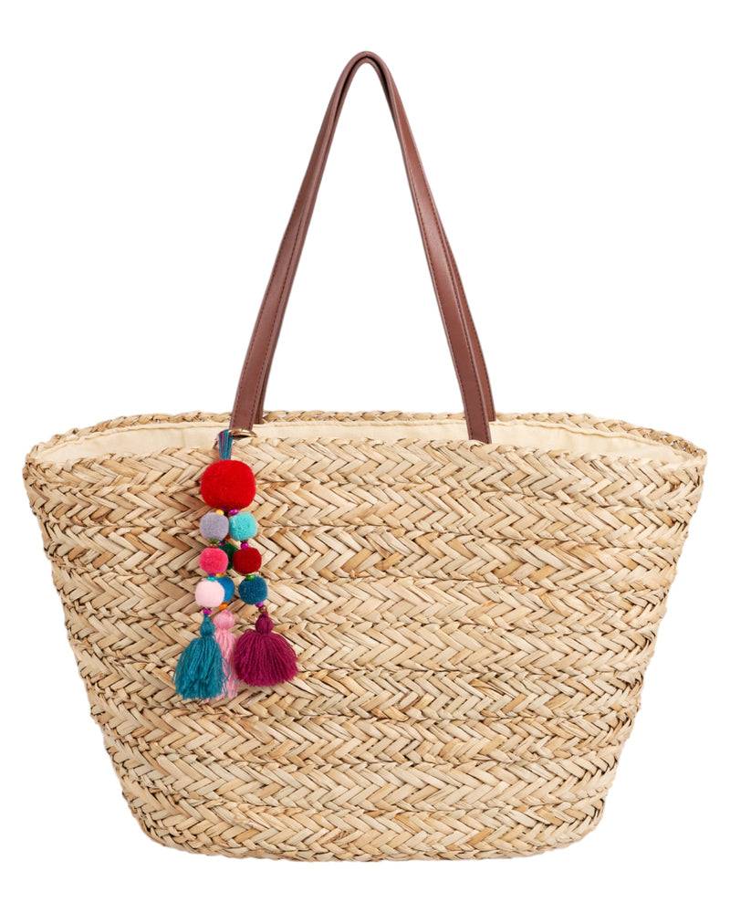 Loevenich Stabiler Seegras Shopper mit fröhlichem Anhänger - Natur Begrenztes Angebot