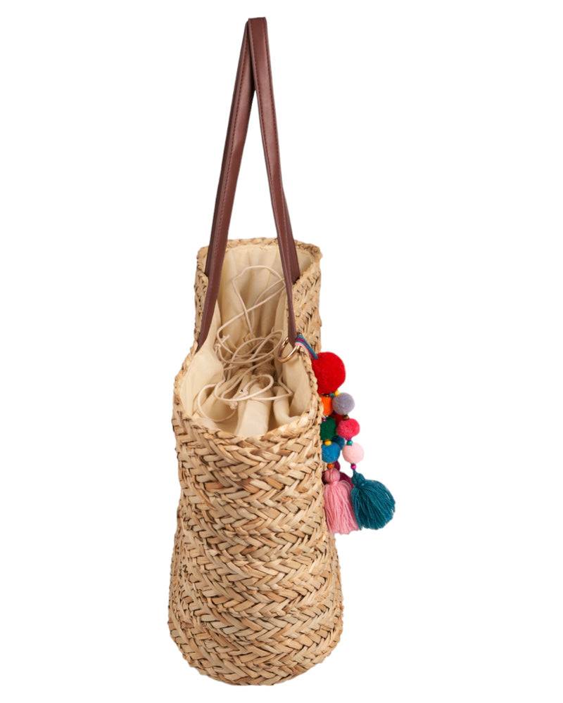 Loevenich Stabiler Seegras Shopper mit fröhlichem Anhänger - Natur Begrenztes Angebot